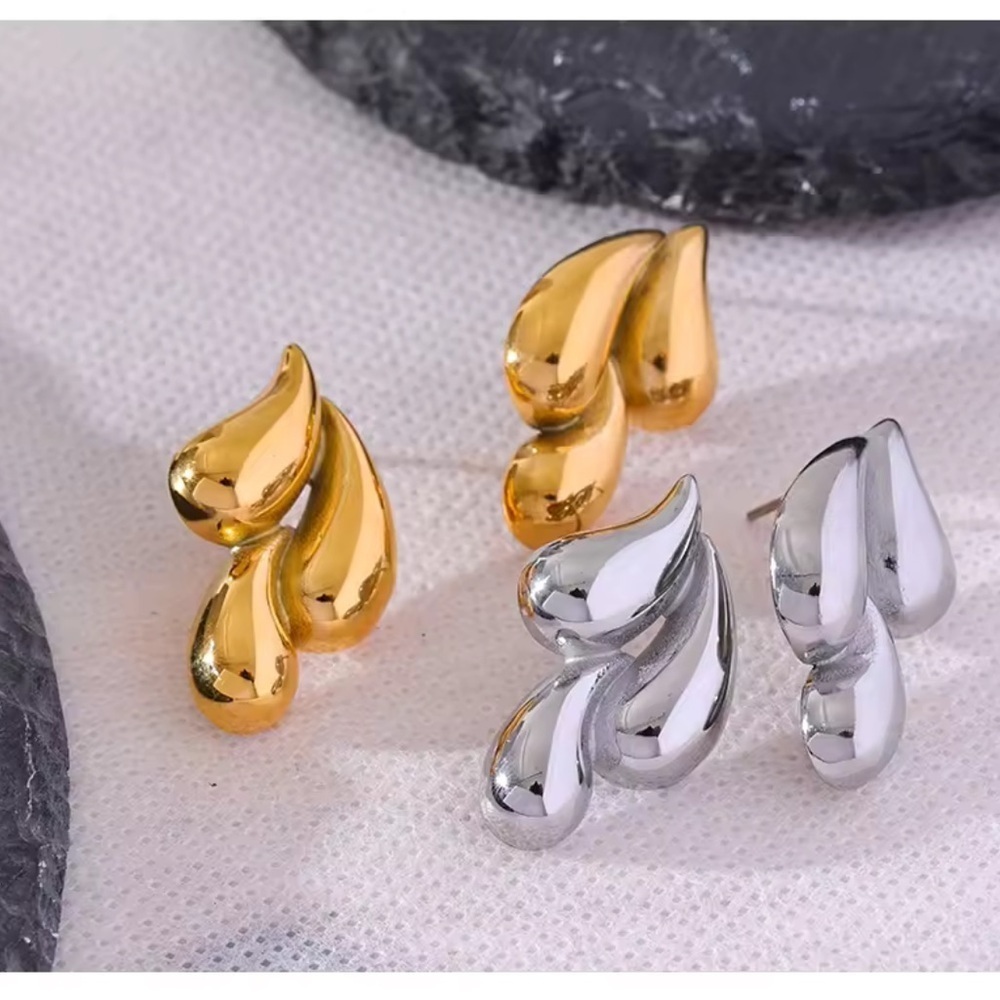 Silver Abstract Drop Earrings – Stainless Steel